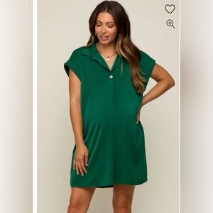 Pink blush maternity collared button front dress